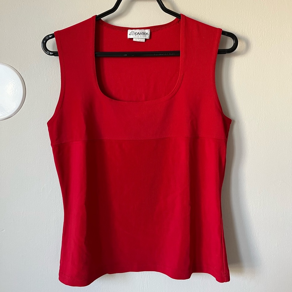 Red structured bandage tank top